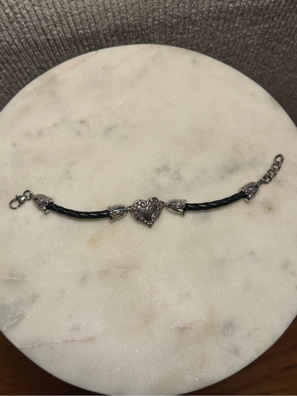 Brighton Heart Charm Black Braided Cord Bracelet